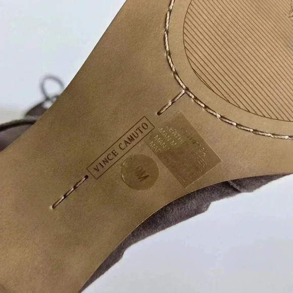 Vince Camuto Tressa Leather Lace up Heels Sandals Taupe Grey Like new! Sz 9M - Picture 10 of 14